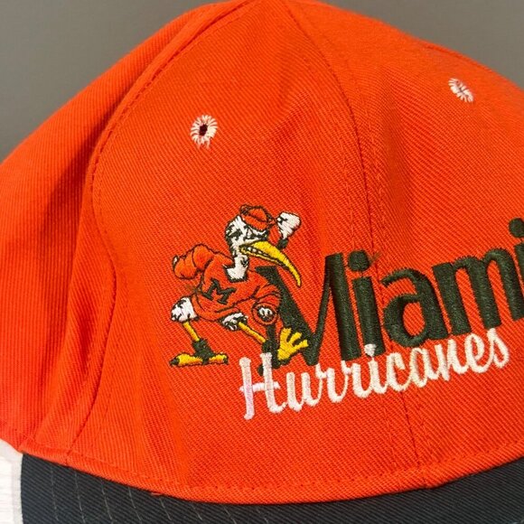 Vintage Miami Hurricanes Snapback Hat Orange & Black Embroidered Logo 90s - Picture 3 of 8